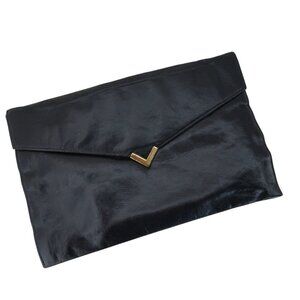 vtg 80s SHIRL MILLER Leather envelope clutch bag
